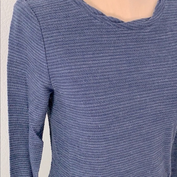 Lou & Grey Navy Blue Textured Knit Sweatshirt Tunic Zip Pockets Size XS - Picture 3 of 11